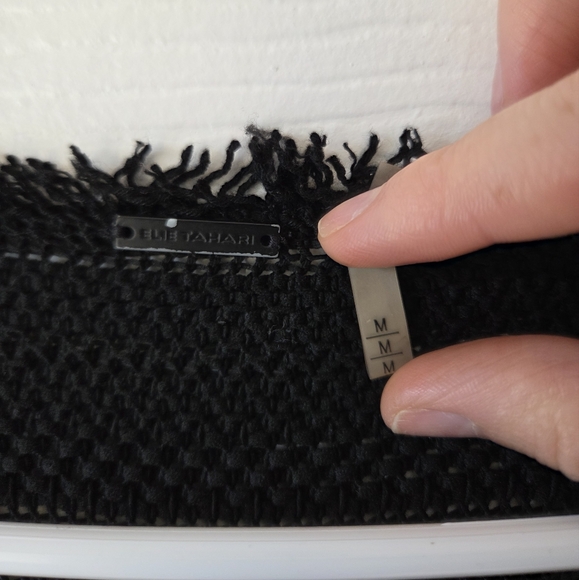 Elie Tahari Black Knit Cardigan M Fringe Hem - Picture 3 of 6